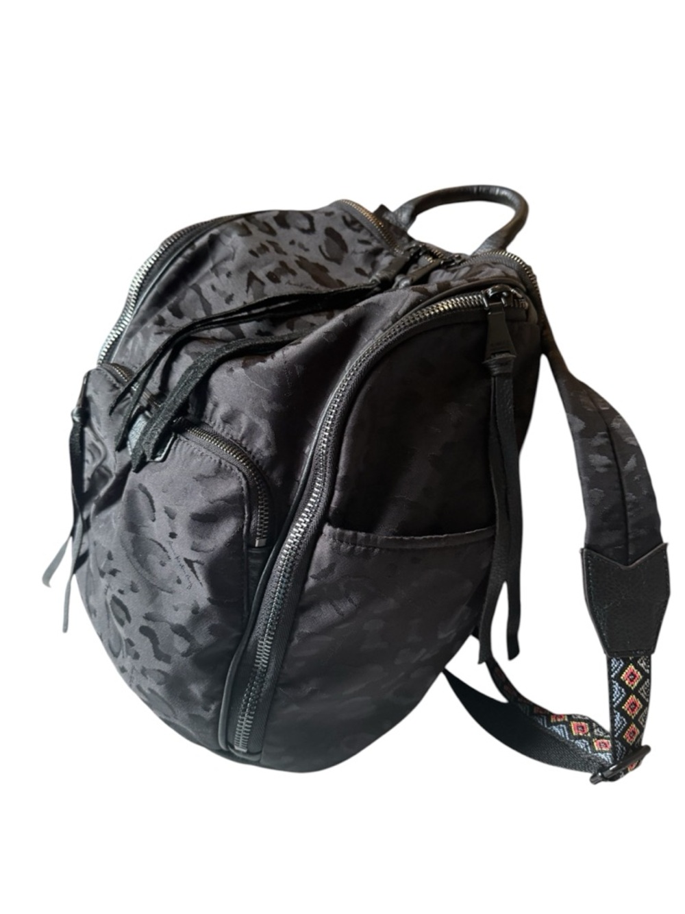 Aimee Kestenberg Black Leopard spots Nylon Backpack - Picture 3 of 13